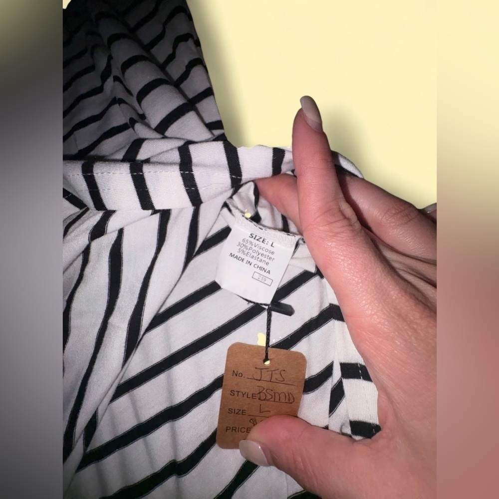 Boutique Striped Midi Dress Fitted V Neck - Size Large - NWT - Picture 6 of 7